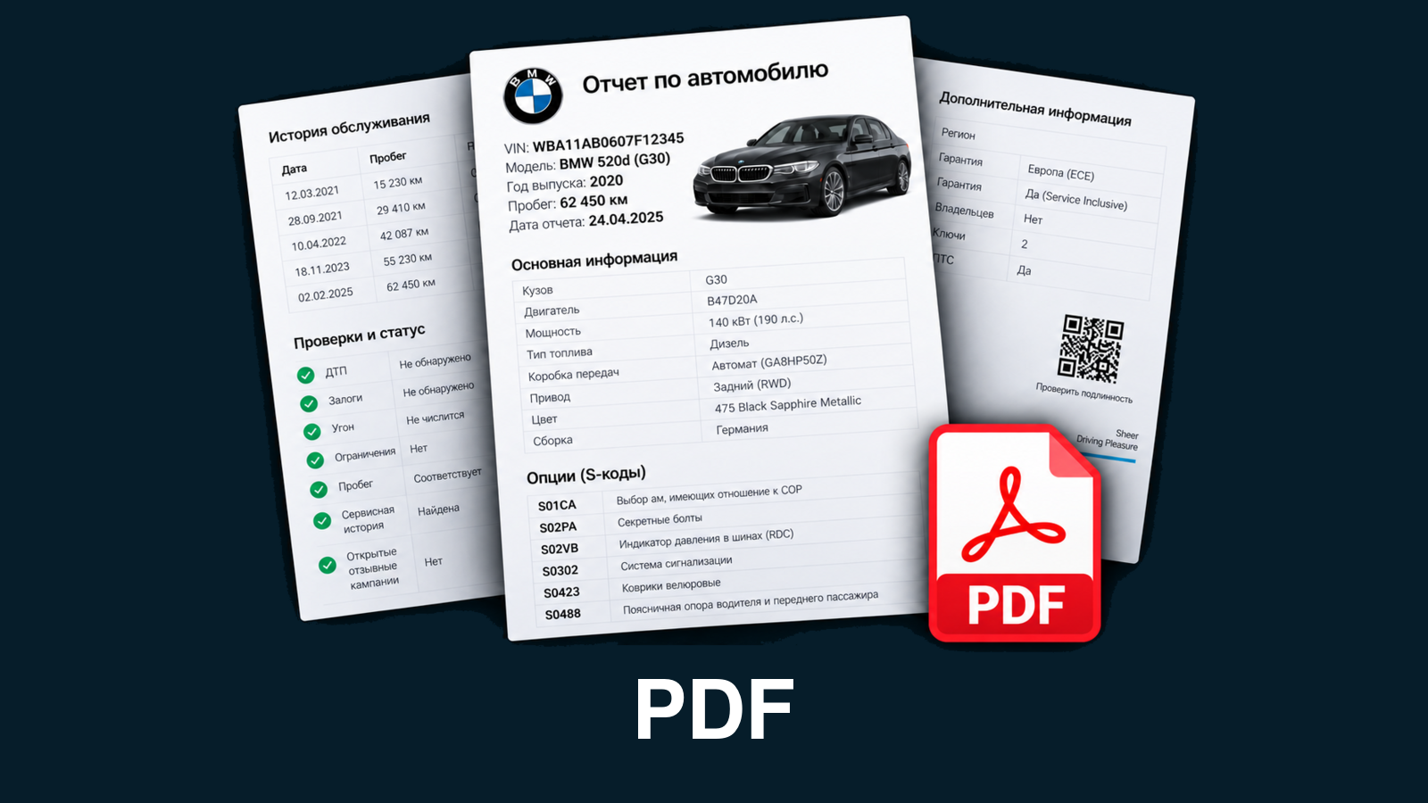 Отчет по автомобилю в PDF