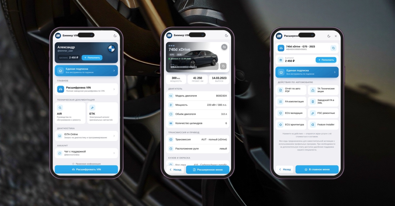 Приложение Биммер VIN прямо в Telegram